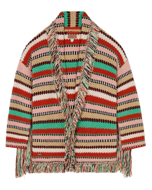 Alanui Red Sunny Stripes Cardigan
