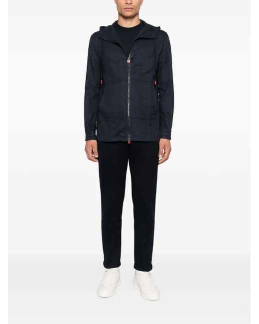 Kiton Blue Hooded Zip-Up Jacket for men