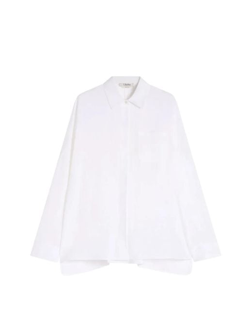 Max Mara White Classic Poplin Shirt With Button Closure