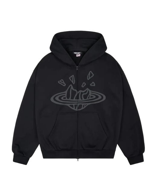BROKEN PLANET Blue Zip-Up Graphic Hoodie for men