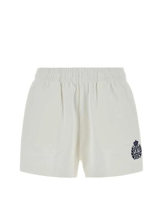 Sporty & Rich White Ny Crest Embroidered Disco Shorts