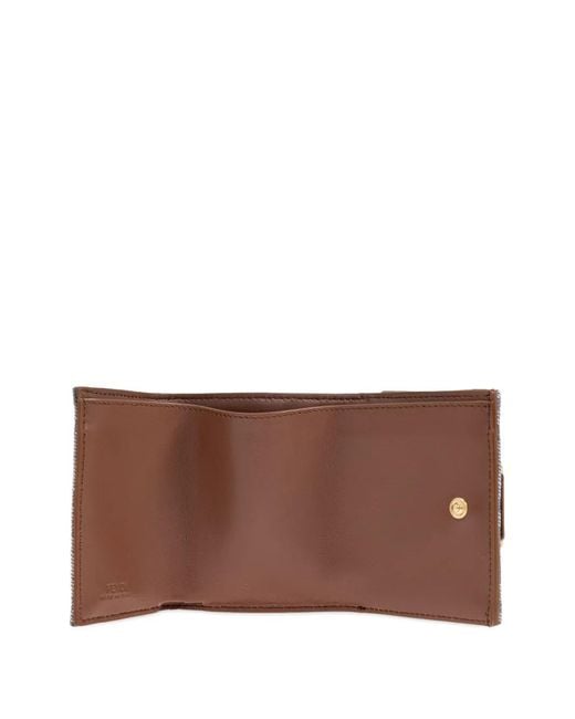 Fendi Gray Ff-Pattern Tri-Fold Wallet