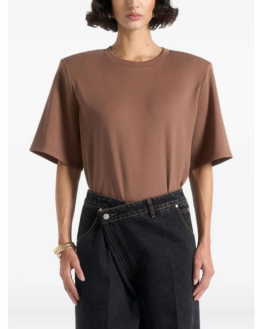 Manière De Voir Mia ワイドショルダー ボディスーツ Tシャツ Black