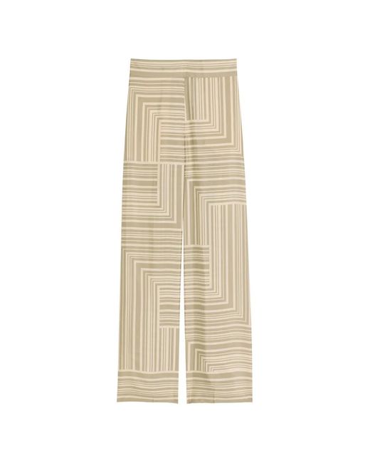 Joseph Natural Dijon Geometric-Print Silk Trousers