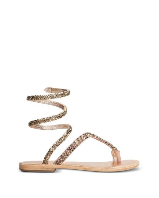 Fusion Natural Crystal-Embellished Wrap-Around Sandals