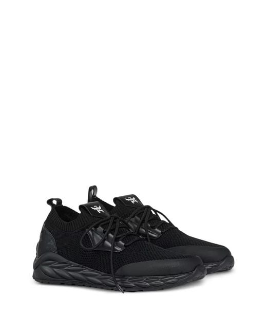 MCM Black Logo-Patch Knit Sneakers for men