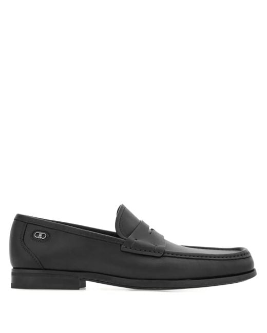 Ferragamo Black Penny Leather Loafers for men
