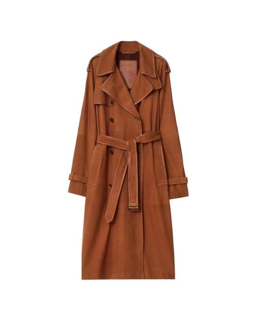 Burberry Brown Long Nubuck Castleford Trench Coat