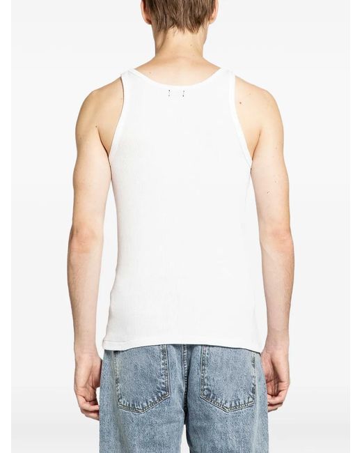 Second/Layer White Pleaser Ribbed Tank Top for men