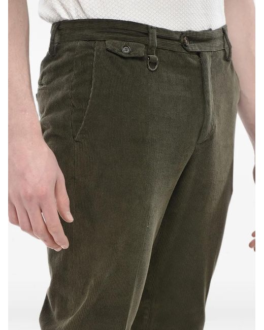 Paolo Pecora Green Corduroy Pleated Trousers for men