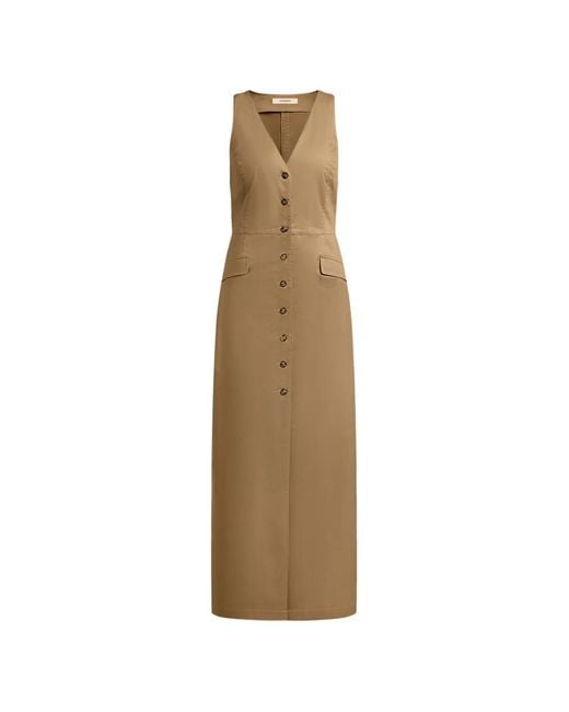 12 STOREEZ Natural Button-Up Sleeveless Maxi Dress