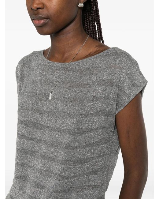 Neera Gray Lurex Stripe T-Shirt