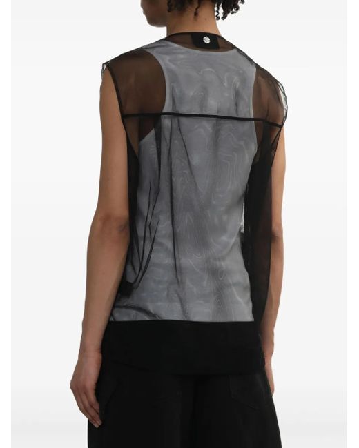 Simone Rocha Black Semi-Sheer Waistcoat for men