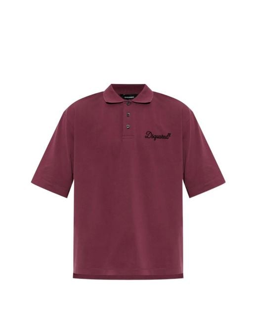 DSquared² Purple Polo With Embroidered Logo for men
