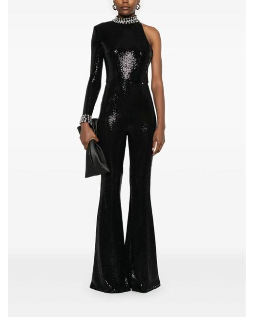 Nissa Black Sequined Flare Jumpsuit