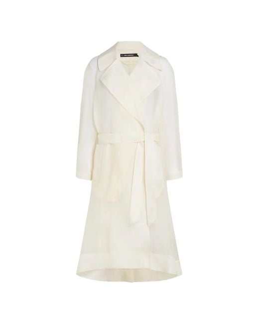 Karl Lagerfeld White Organza Trench Coat