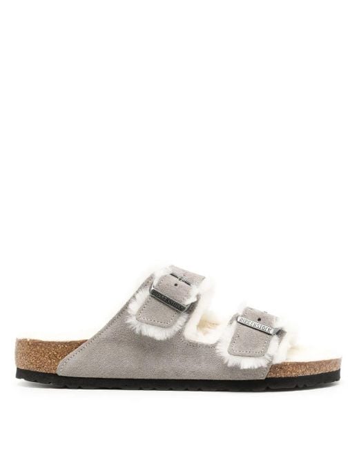 Birkenstock White Arizona Shearling Sandals for men
