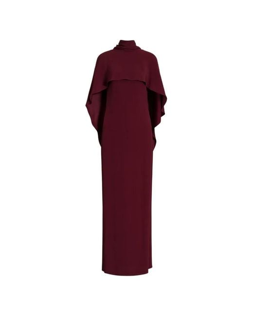 Alberta Ferretti Red Cape-Detail High-Neck Maxi Dress