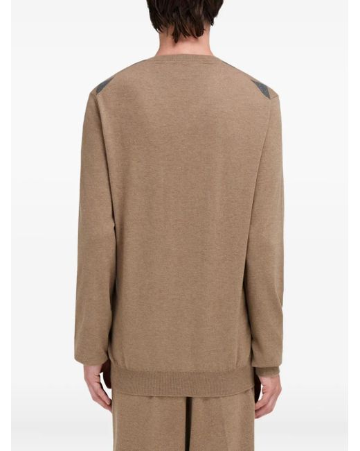 Ferragamo Gray V-Neck Argyle Virgin-Wool Sweater for men