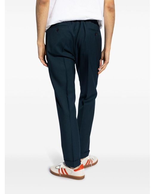 Paul Smith Blue Drawstring Wool Chino Trousers for men