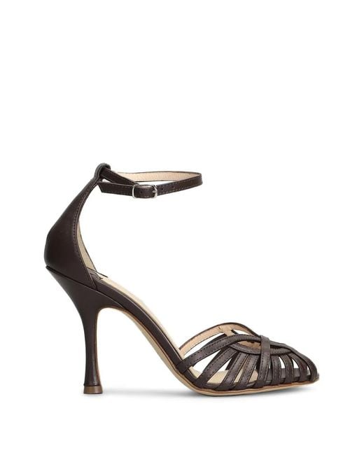 Anna F. White Caged Buckle-Fastening Sandals
