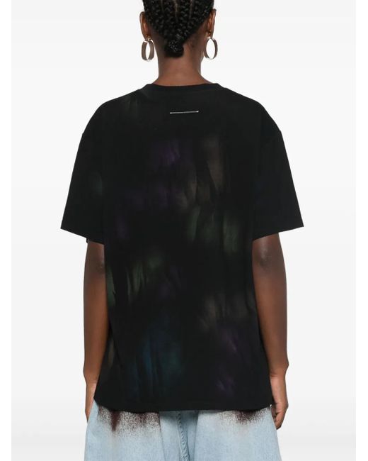 MM6 by Maison Margiela Black Single-Stitch-Logo T-Shirt