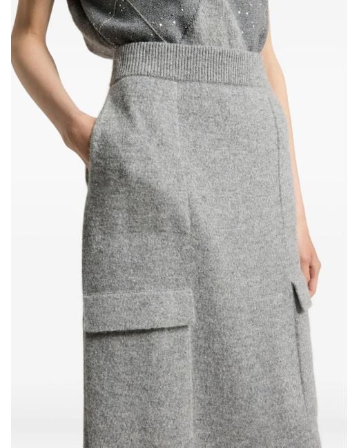 Gonna Midi Con Taschino di Peserico in Gray
