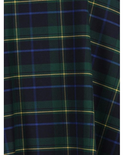 Al Duca D'aosta Blue Checked-Pattern Maxi Shirt