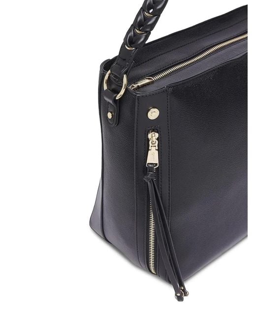 Liu Jo Black Braided-Handle Zip-Detail Shoulder Bag