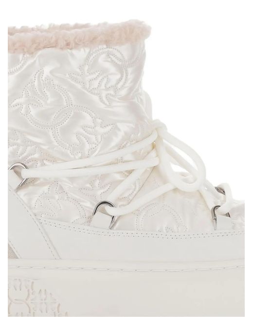 Pinko White Quilted Platform Boots