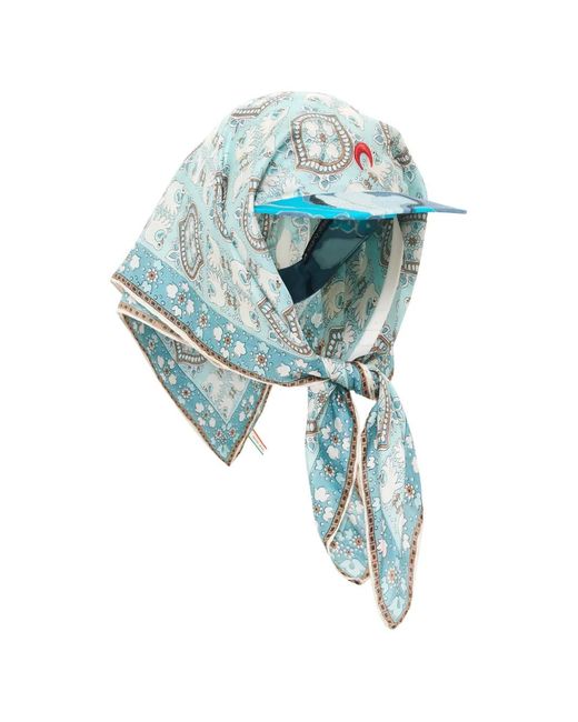 MARINE SERRE Blue Scarf-Veiled Cap