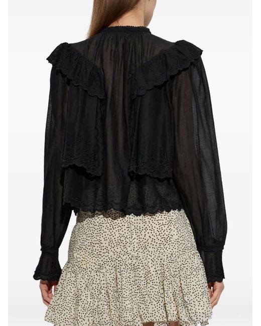 Isabel Marant Black Ruffled Broderie-Anglaise Shirt