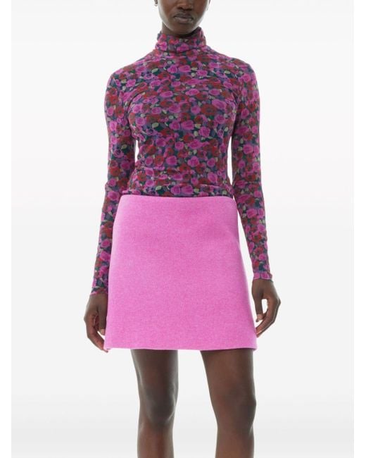 Ganni Pink Recycled Wool-blend Twill Mini Skirt
