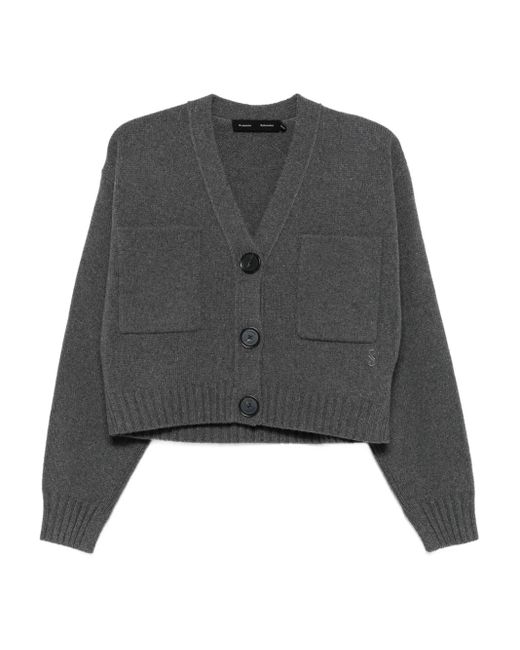 Proenza Schouler Gray Cardigan mit geknöpfter Tasche