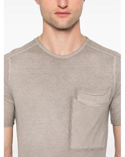 Masnada Gray Distressed Cotton T-Shirt for men
