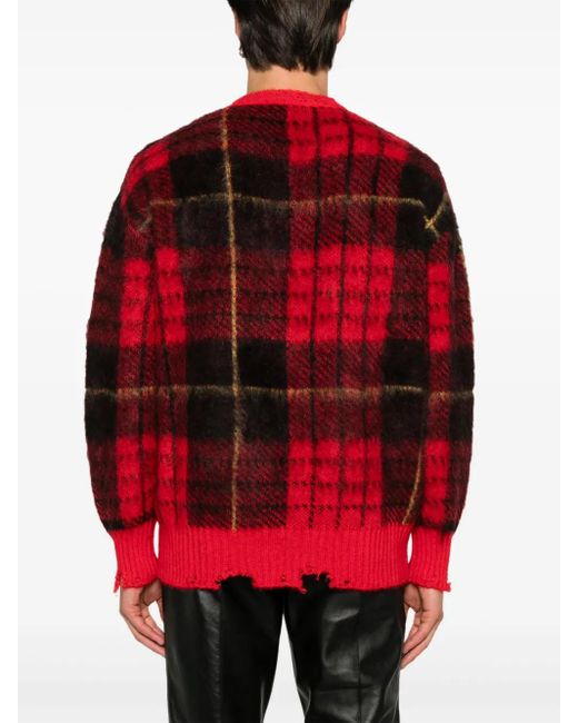 McQueen Red Sweater With Check Pattern for men