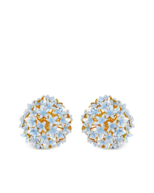 Orecchini A Fiore di Oscar de la Renta in Blue