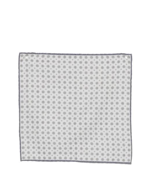 Eleventy Gray Geometric-Pattern Pocket Square for men