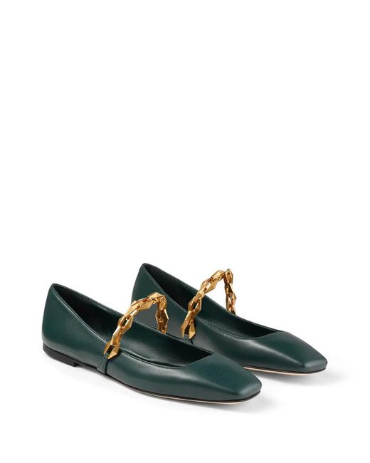 Jimmy Choo Green Diamond Tilda Ballet Flats