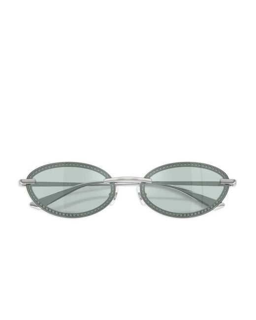 Jimmy Choo Gray Beaded Oval-Frame Sunglasses