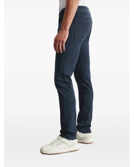Marc O' Polo Blue Belt-Loops Leather-Patch Jeans for men
