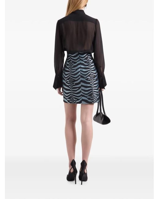 Nina Ricci Black Lavalliére Pussy-Bow Silk Shirt
