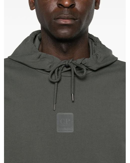 C P Company Gray Logo-Detail Hoodie for men