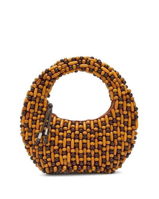 Staud Brown Reef Beaded Tote Bag