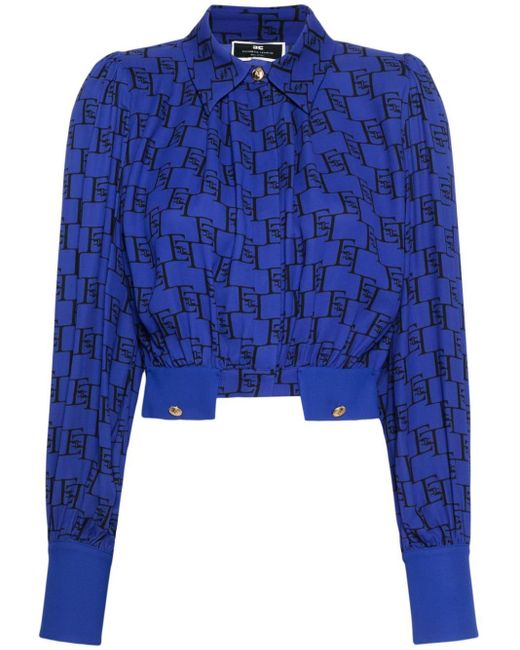 Blusa con logo estampado Elisabetta Franchi de color Blue