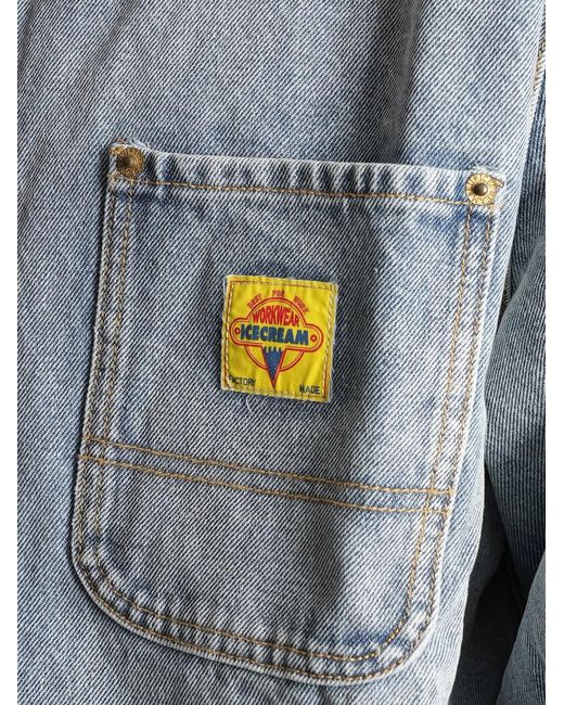 ICECREAM Blue Graphic-Print Denim Jacket for men