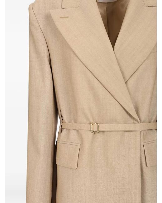Sportmax Natural Belted Double-Breasted Blazer
