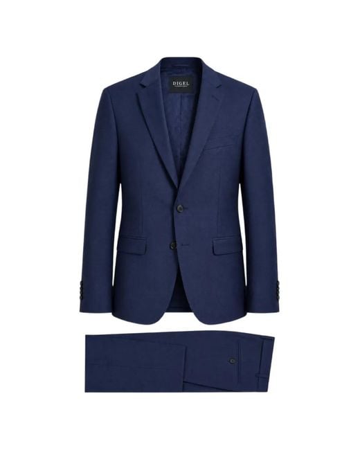 DIGEL Blue Textured Single-Breasted Suit for men