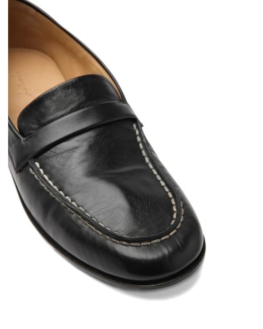 Marsèll Black Leather Stitch-Detail Loafers for men