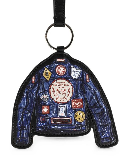 DSquared² Blue Jacket-Patch Leather Keyring